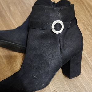 LifeStride Womens Sparkle Faux Suede Rhinestone Booties